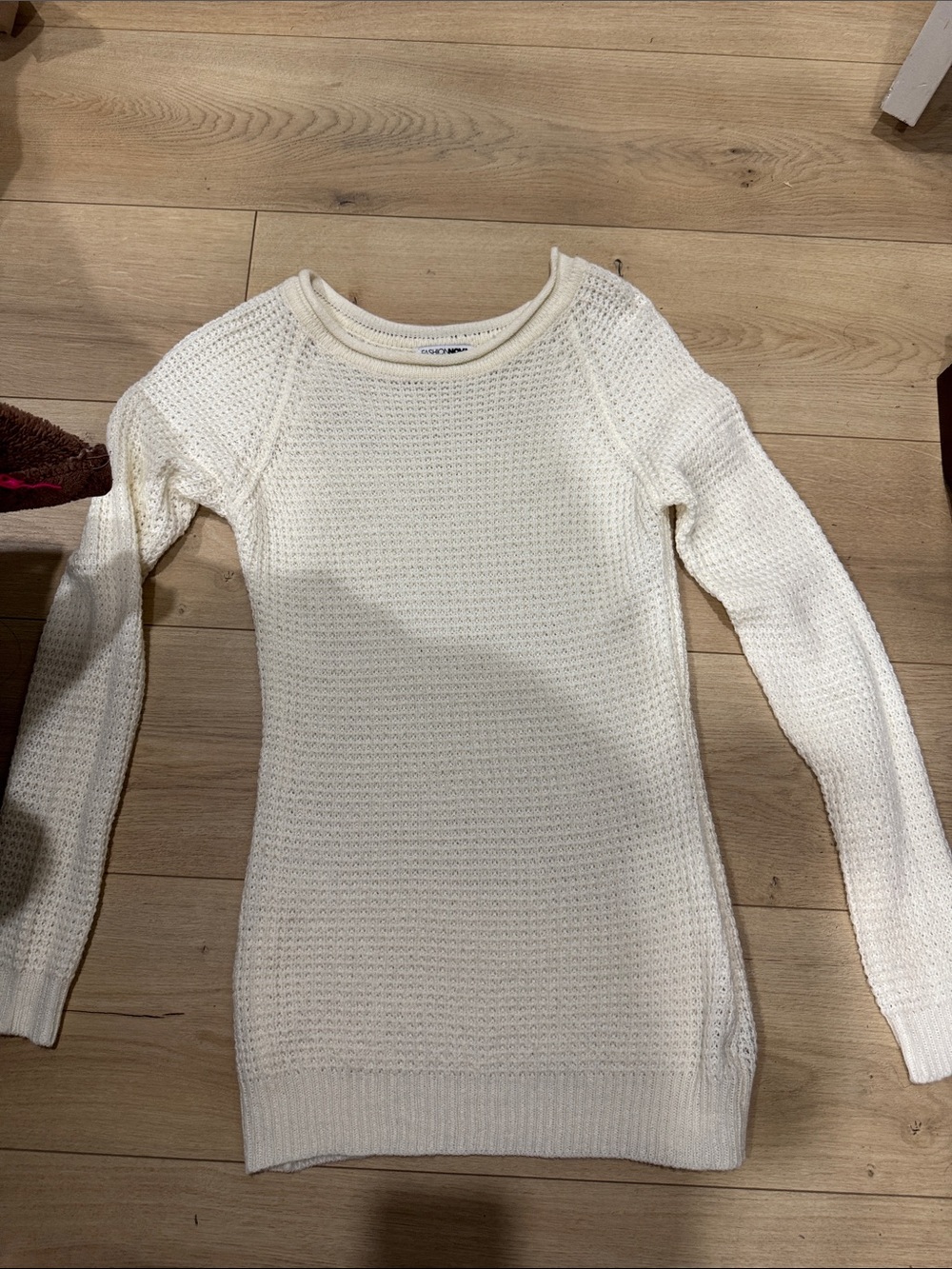 Fashion Nova Cream Waffle Knit Sweater